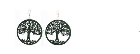 Celtic Green Tree of Life Wooden Earrings
