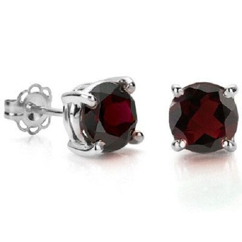 1.5 CT GARNET 0.925 STERLING SILVER W/ PLATINUM EARRINGS