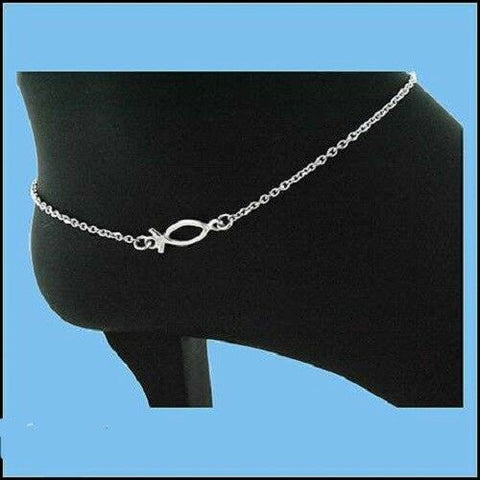 Sterling Silver Ichthus Fish Anklet