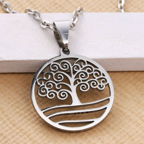Stainless Steel Celtic Tree of Life Necklace with 24 in chain