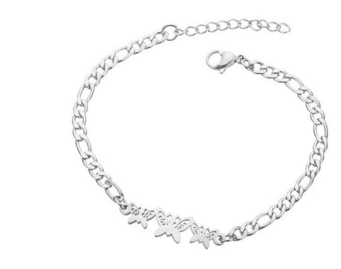 Stainless Steel 3 butterfly bracelet/anklet  ( 8 in) in total  includes 4cm ext