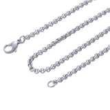 Stainless Steel 24 Inch(60 cm) 3mm Ball Tiny Rolo Neck Chain Necklace