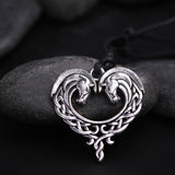 Double Sided Celtic Knots Horse Necklace with Full Length Adjusting Black Cord