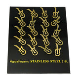 Stainless Steel Gold Plated Post Guitar Stud Earrings