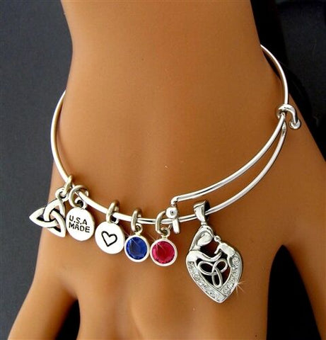 "A Celtic Mother's Love" TRINITY CHARM BANGLE USA made