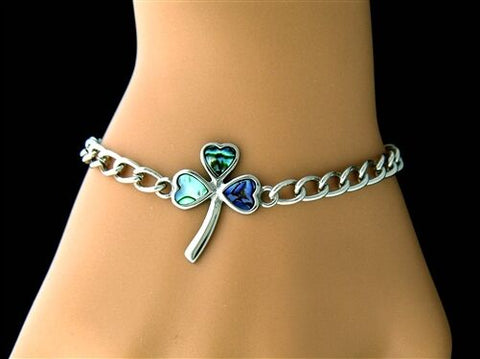 "Full of Faith" Abalone Shamrock Charm Bracelet