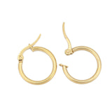 Stainless Steel Hoop Earrings Gold Plated Round 20mm Dia. 2mm thick