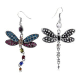 Alloy Multicolor Crystal Dragonfly Dangle Earrings  8 x 4.3 cm size