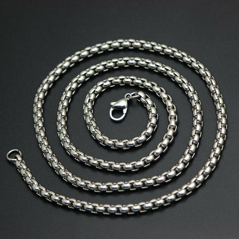 w0Stainless Steel 19.68 (50cm) Inch 3 mm rounded Box Neck Chain Necklace