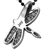 Celtic Dragonfly Pendant with black 24 inch steel chain made in USA