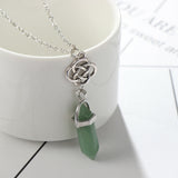 Celtic Knot and Green Stone Pendant with 50 cm vhain plus 5 cm extender