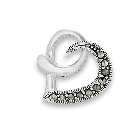 STERLING SILVER HEART PENDANT WITH MARCASITE no chain