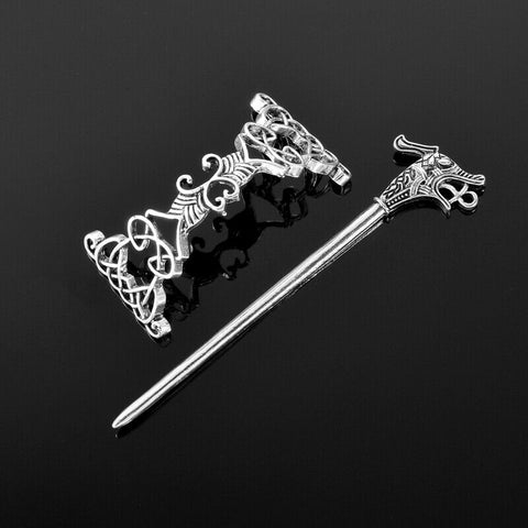 Celtic Knot and Dagon Hair Pin or Knitted/crochet Shawl Closure