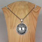 Stainless Steel Celtic Tree of Life Runes Necklace with 24 in chain