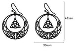 Gold STAINLESS STEEL CELTIC Knot Triquetra Crescent moon  Earrings