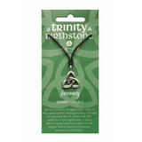 Irish Celtic Pewter Trinity CZ Birthstone Necklace with Adjustable Black Cord