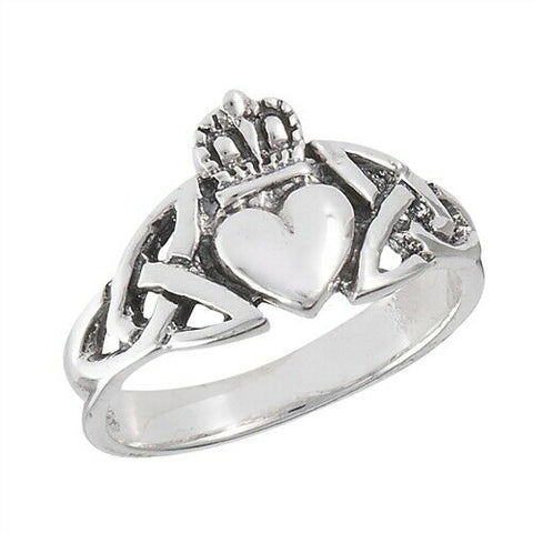 Sterling Silver Claddagh With Triquetras Ring