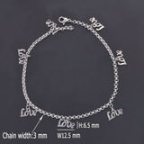 Stainless Steel 9 inch Charm Anklet w/ love charms