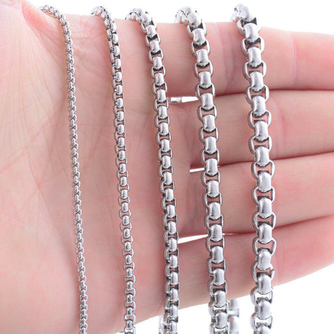 Stainless Steel 24 Inch 3 mm Rounded Box Neck Chain Necklace