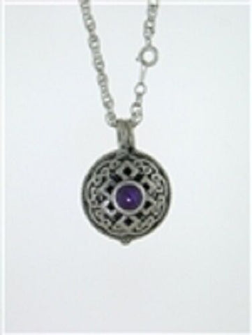Pewter Celtic Knot & Amethyst Diffuser Pendant on 24" Chain