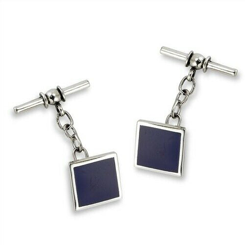 Sterling Silver Cufflinks with Synthetic Lapis