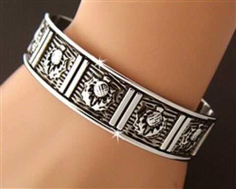 Celtic Scottish Thistle Silver over Pewter Cuff Bracelet