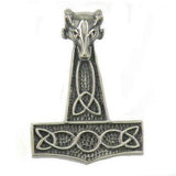 STAINLESS STEEL JEWELRY CELTIC WOLF HEAD THOR HAMMER PENDANT