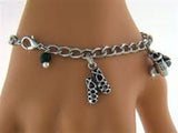 Dance shoes Charm Bracelet with Genuine Jade Bead XL 8.5 in