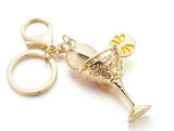 Cocktail  Crystal Bag Charm/Keyring with Blue Crystal