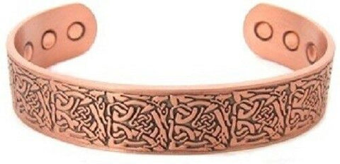Celtic Knot Wide Solid  Copper Magnetic Bangle Cuff