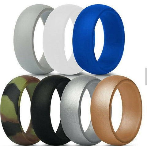 Medical Grade Silicone Wedding Bands 7 rings 7 different colors 10mm width