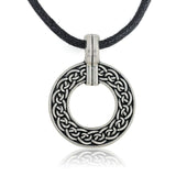 Double Sided Celtic Knot Circle Necklace with Full Length Adjusting Black Cord