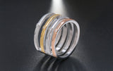 Stainless Steel 4 Band Multicolor RING with Zircon size 7
