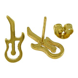 Stainless Steel Gold Plated Post Guitar Stud Earrings