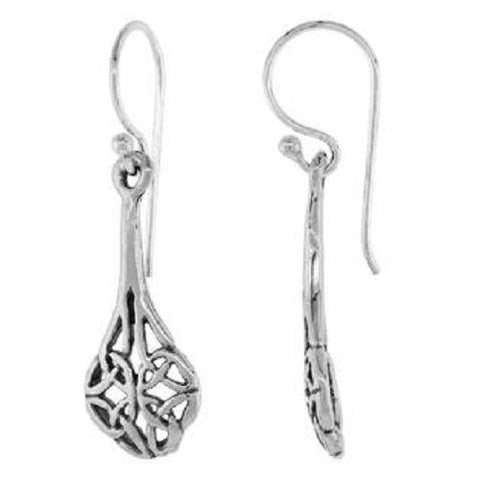 Sterling Silver Celtic Cross of Triquetras Earrings 7/8 inch long