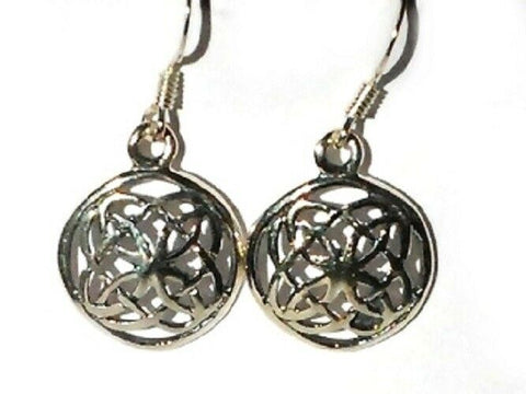 Sterling Silver Celtic Shield Knot Filigree Dangle Earrings