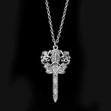 Silver-Plated Scottish miniature Kilt Pin Pendant with Thistle and Sword 20 in