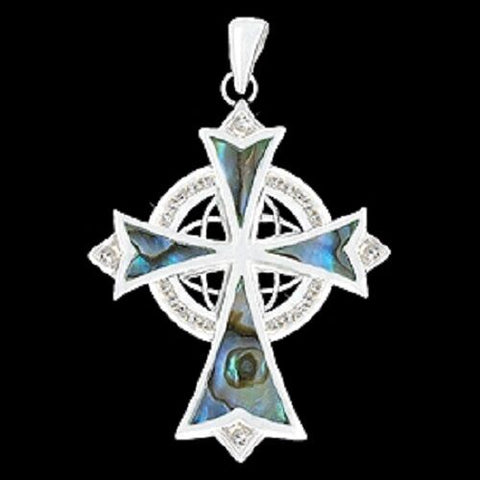 316 L Stainless Steel Eternity trinity cross with Abalone without chain