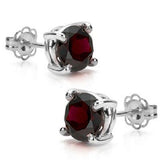 1.5 CT GARNET 0.925 STERLING SILVER W/ PLATINUM EARRINGS