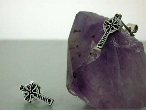 Medium Stainless Steel Celtic Cross Post Earrings