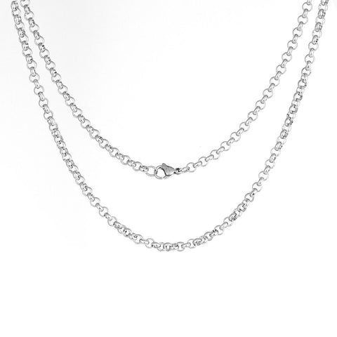 Stainless Steel Rolo Chain Necklace Silver Tone 74.5 cm(29 3/8") long, 4 mm wide