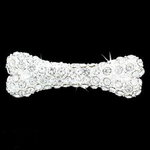Pewter Crystal Dog Bone Brooch