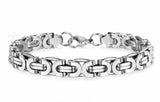 Stainless Steel Flat Byzantine Bracelet 9 inches 9mm