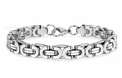 Stainless Steel Flat Byzantine Bracelet 9 inches 9mm