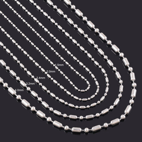 Stainless Steel 30 Inch 1.5  mm Ball Cylinder Link Neck Chain Necklace