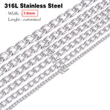 Stainless Steel 22 in 7 mm link Cuban curb  Chain Necklace