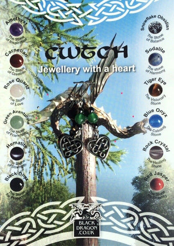 Welsh Hand Made Celtic Heart Pewter Earrings with Gemstones  Sterling Ear Wires