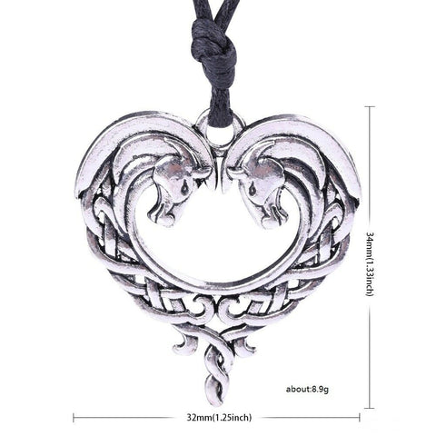 Double Sided Celtic Knots Horse Necklace with Full Length Adjusting Black Cord