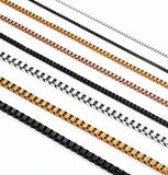 Black Stainless Steel 60 cm (23.62 Inch) 2.5 mm  Square Box Neck Chain Necklace