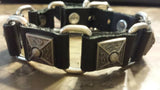 Celtic Knot Design Black Leather  Bracelet with Buckle